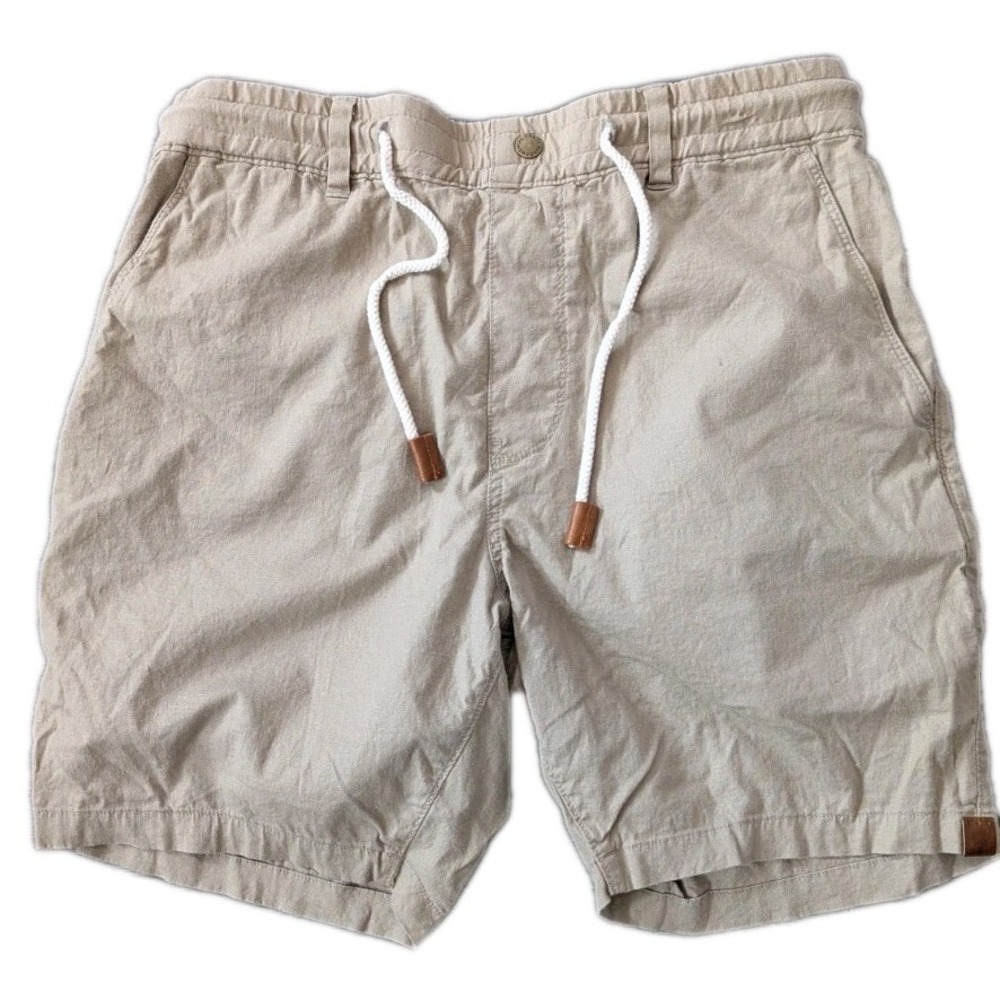 Fundamental‎ Coast Shorts 32 Pull On Drawstring Beige Pockets 7' Inseam Resort